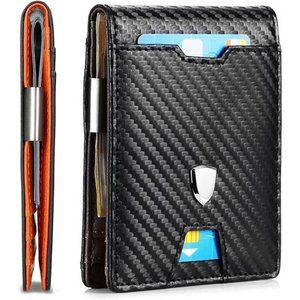 HUAPUDA Men's Fashion Slim Simple Leather Slim Wallet with Money Clip